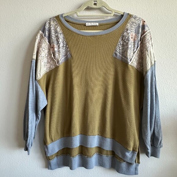 Free People We the Free Feelin It Tee Army Combo Long Sleeve Tops - Picture 4 of 12